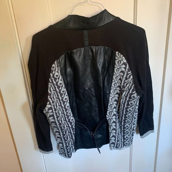 C'ARLA du Nord Leather Sweater Jacket European Sz 46 Scandinavian Design NWOT - Picture 4 of 7